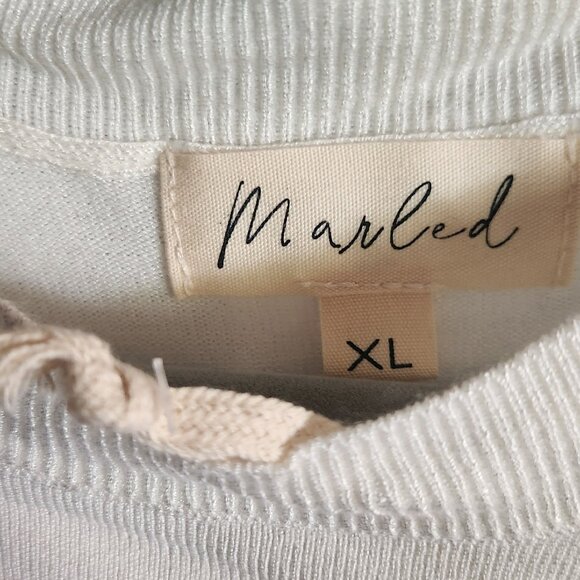 NWT Soft Cream and Navy pinstripe sweater with Love script - Picture 6 of 6